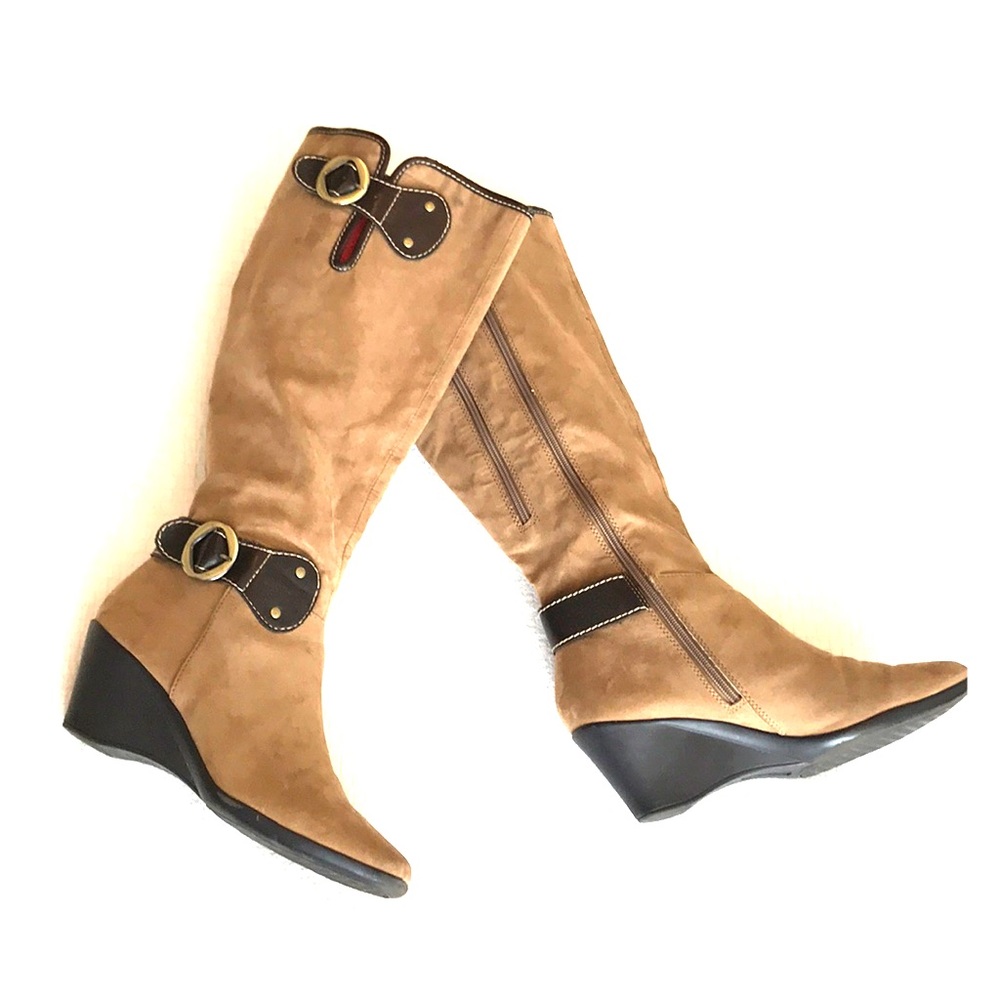 Aerosoles brown suede wedge knee boots size 9M